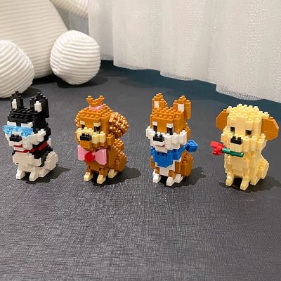 Balody Shiba Inu Bull Terrier Husky Labrador Wolfhound Poodle Schnauzer Dog Pet Mini Diamond Blocks Bricks 4 - LOZ MALL