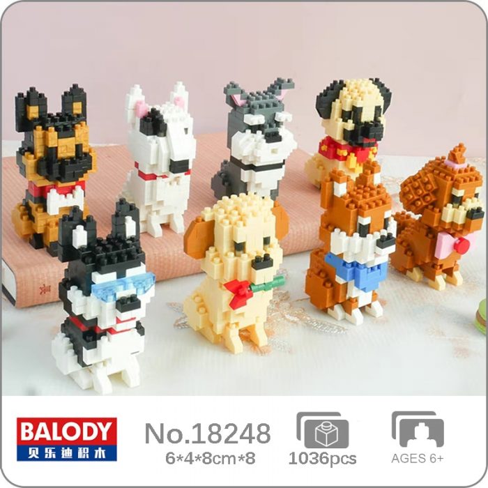 Balody Shiba Inu Bull Terrier Husky Labrador Wolfhound Poodle Schnauzer Dog Pet Mini Diamond Blocks Bricks - LOZ MALL