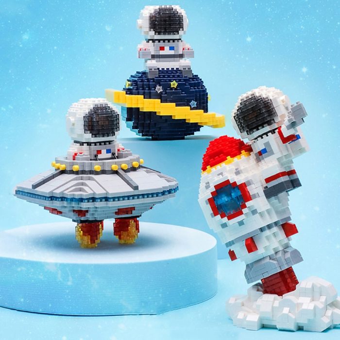 Balody Space Astronaut Spaceman UFO Flower Fly Rocket Earth Star Spacecraft Mini Diamond Blocks Bricks Building 4 - LOZ MALL