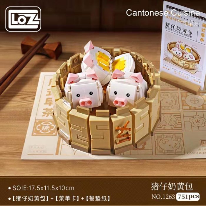 LOZ Cantonese morning tea dessert chicken feet steamer tea set assembly small particle building blocks new 1 - LOZ MALL