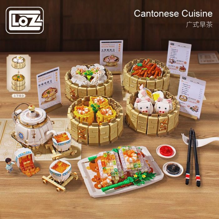 LOZ Cantonese morning tea dessert chicken feet steamer tea set assembly small particle building blocks new 2 - LOZ MALL