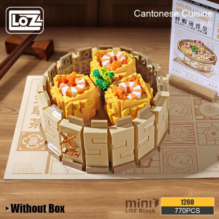 LOZ Cantonese morning tea dessert chicken feet steamer tea set assembly small particle building blocks new 4 - LOZ MALL
