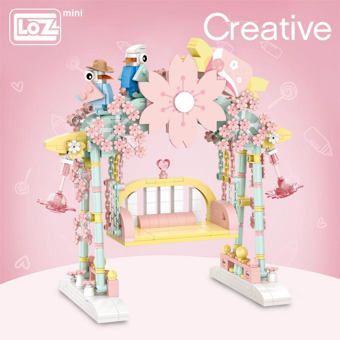 LOZ Mini Building Blocks pink convertible assembling building block car model assembling small particle toys pink - LOZ MALL