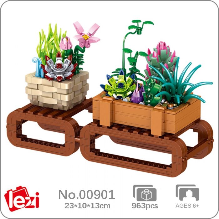Lezi 00901 Eternal Plant Succulents Orchid Camellia Flower Bonsai Pot Mini Blocks Bricks Building Toy For - LOZ MALL