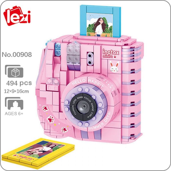 Lezi 00908 Digital Instant Polaroid Camera Pink Rabbit Machine Photo 3D Mini Blocks Bricks Building Toy - LOZ MALL