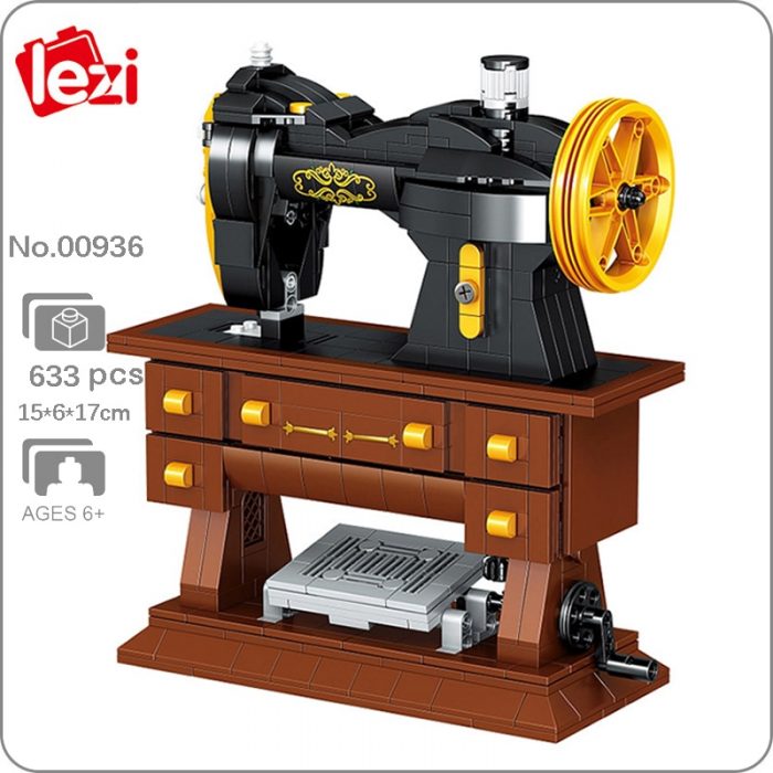 Lezi 00936 Retro Classic Household Table Treadle Type Sewing Machine 3D Mini Blocks Bricks Building Toy - LOZ MALL