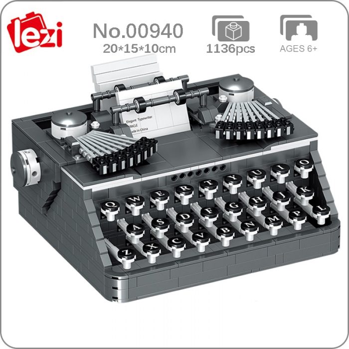 Lezi 00940 Retro Classic Typer Mechanic Typewriter Marking Machine DIY Mini Blocks Bricks Building Toy For - LOZ MALL