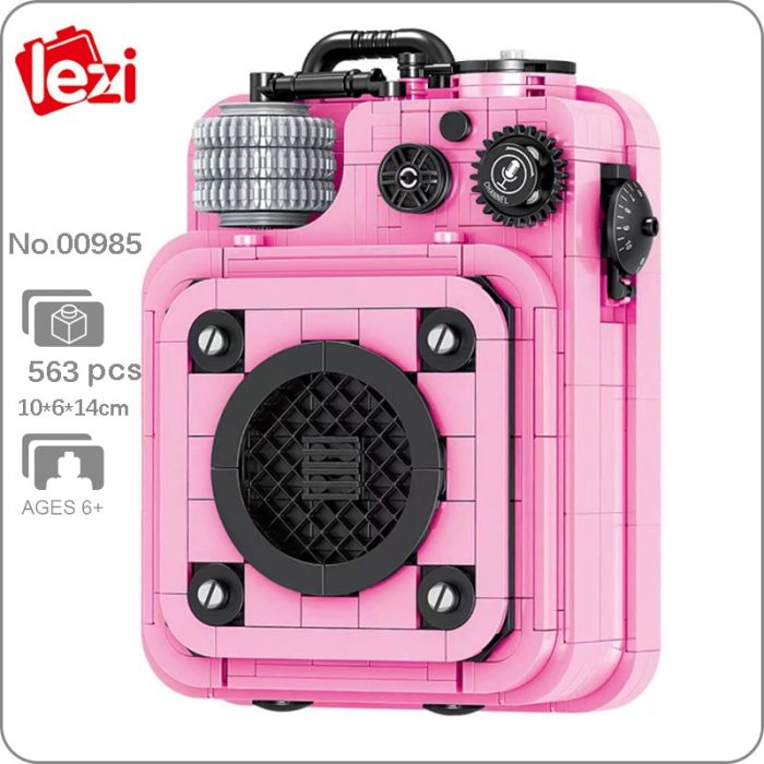 Lezi 00985 Portable Audio Retro Sound System Pink Music Player Machine Mini Blocks Bricks Building Toy - LOZ MALL