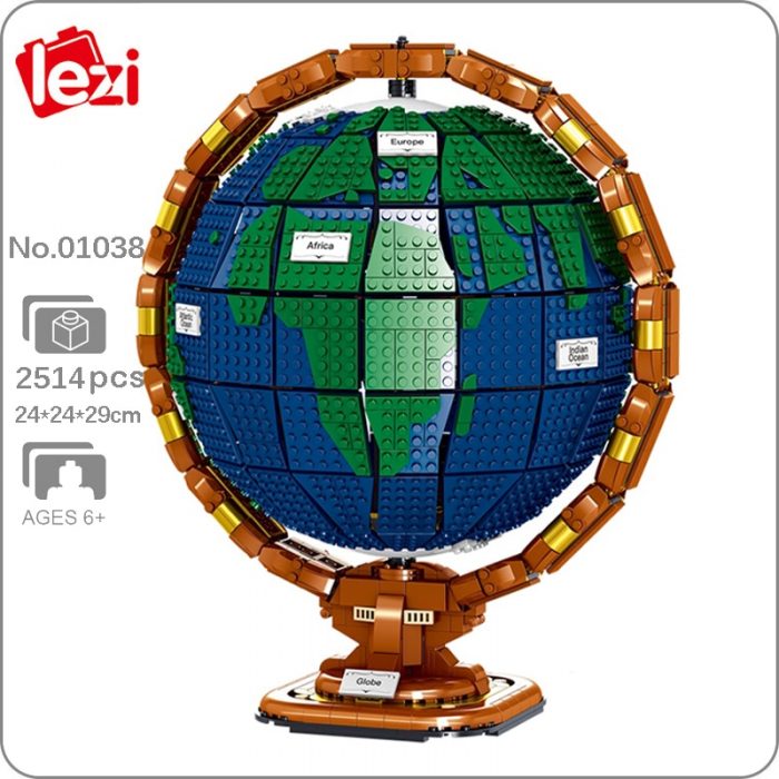 Lezi 01038 Retro Rotating Terrestrial Globe Earth Star Bracket Base DIY Mini Blocks Bricks Building Toy - LOZ MALL