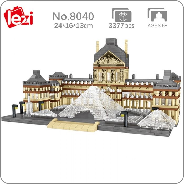 Lezi 8040 World Architecture Louvre Museum Fountain Palace DIY Mini Diamond Blocks Bricks Building Toy For - LOZ MALL