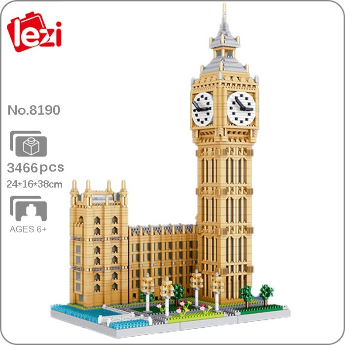 Lezi 8190 World Architecture Elizabeth Clock Tower Big Ben DIY Mini Diamond Blocks Bricks Building Toy - LOZ MALL