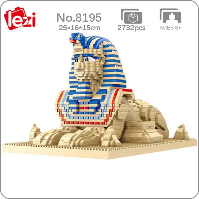 Lezi 8195 World Architecture Egypt Sphinx Desert Monster Statue Mini Diamond Blocks Bricks Building Toy For - LOZ MALL