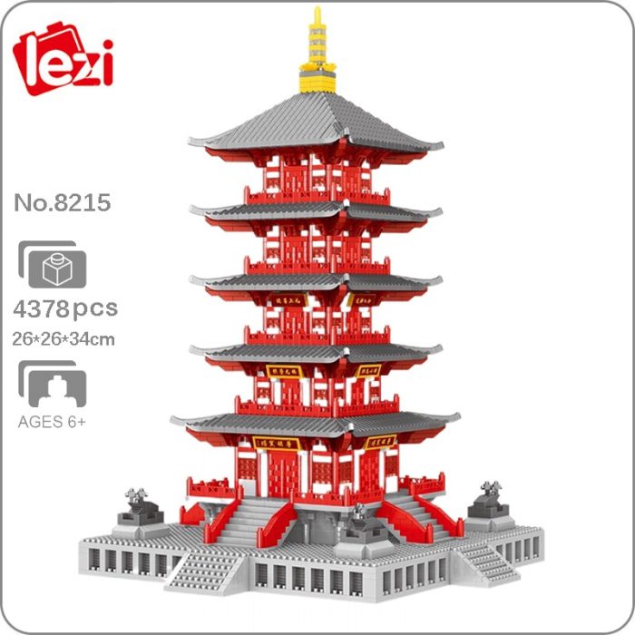 Lezi 8215 World Architecture Hanshan Temple Tower Pavilion DIY Mini Diamond Blocks Bricks Building Toy For - LOZ MALL