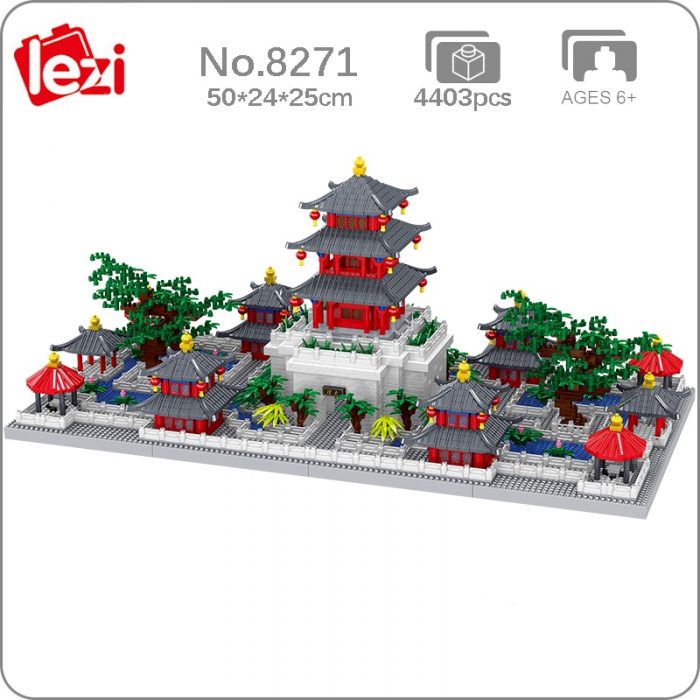 Lezi 8271 World Architecture Ancient Dali City Old Town Pavilion Tower Tree Mini Diamond Blocks Bricks - LOZ MALL