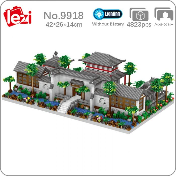 Lezi 9918 World Architecture Pavilion Temple Garden Gate Light Mini Diamond Blocks Bricks Building Toy For - LOZ MALL