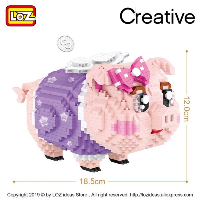 New LOZ Diamond Blocks Piggy Bank Pig Toys Children Building Blocks Model Micro Bricks Educational Creative 2 - LOZ MALL