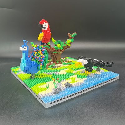 PZX 6626 Animal World Parrot Eagle Peacock Bird Tree River Model DIY Mini Diamond Blocks Bricks 2 - LOZ MALL