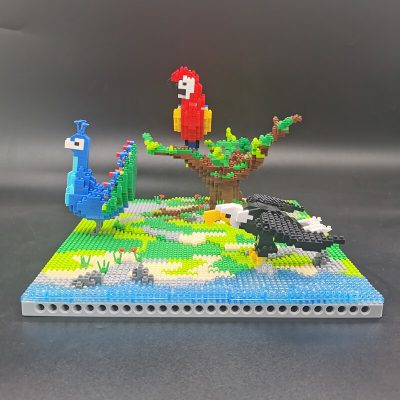 PZX 6626 Animal World Parrot Eagle Peacock Bird Tree River Model DIY Mini Diamond Blocks Bricks 3 - LOZ MALL
