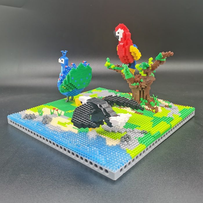PZX 6626 Animal World Parrot Eagle Peacock Bird Tree River Model DIY Mini Diamond Blocks Bricks 4 - LOZ MALL