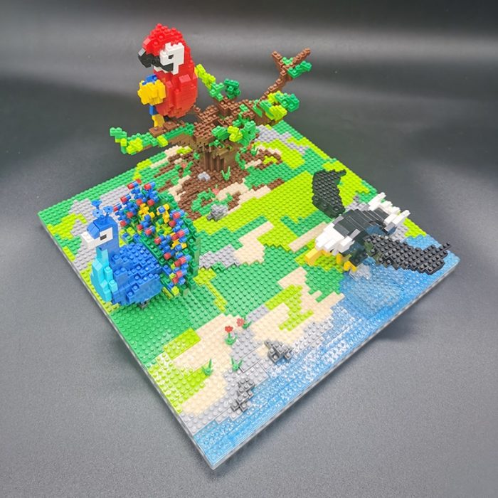 PZX 6626 Animal World Parrot Eagle Peacock Bird Tree River Model DIY Mini Diamond Blocks Bricks 5 - LOZ MALL