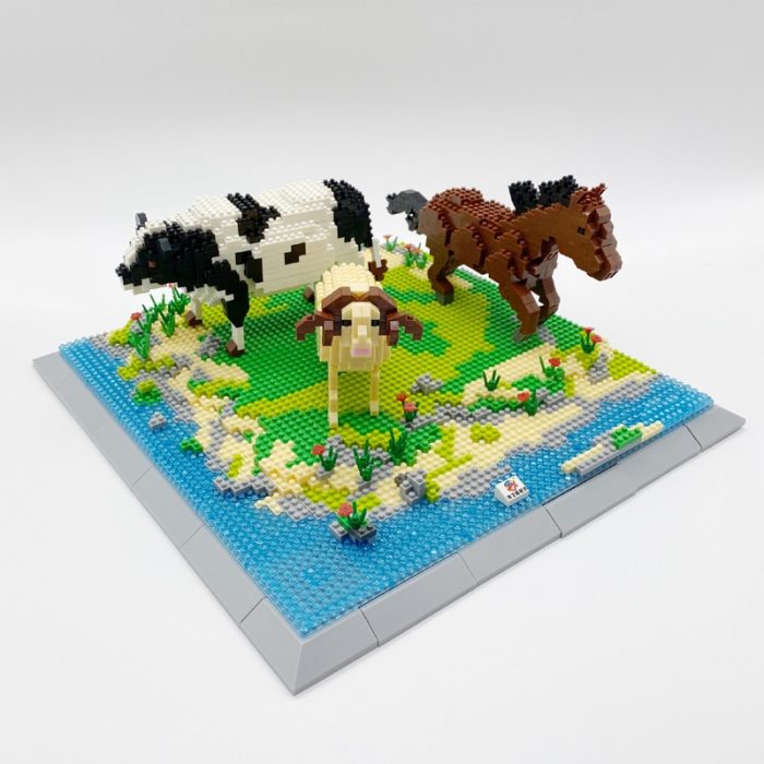 PZX 6627 Animal World Cow Horse Lamb Sheep Flower River 3D DIY Mini Diamond Blocks Bricks 1 - LOZ MALL