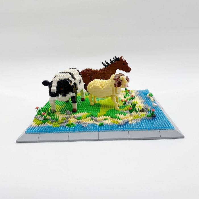 PZX 6627 Animal World Cow Horse Lamb Sheep Flower River 3D DIY Mini Diamond Blocks Bricks 2 - LOZ MALL
