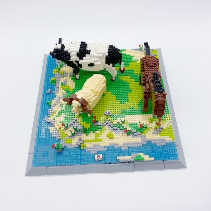 PZX 6627 Animal World Cow Horse Lamb Sheep Flower River 3D DIY Mini Diamond Blocks Bricks 5 - LOZ MALL