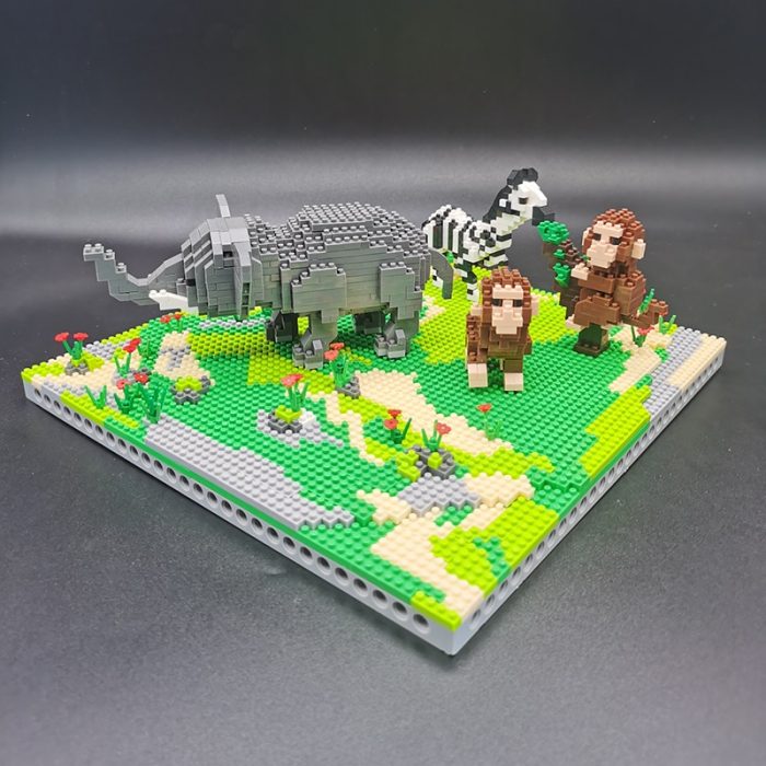 PZX 6628 Animal World Elephant Zebra Monkey Horse Flower DIY Mini Diamond Blocks Bricks Building Toy 1 - LOZ MALL