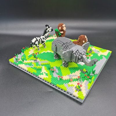 PZX 6628 Animal World Elephant Zebra Monkey Horse Flower DIY Mini Diamond Blocks Bricks Building Toy 3 - LOZ MALL