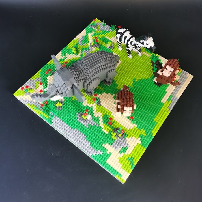 PZX 6628 Animal World Elephant Zebra Monkey Horse Flower DIY Mini Diamond Blocks Bricks Building Toy 4 - LOZ MALL