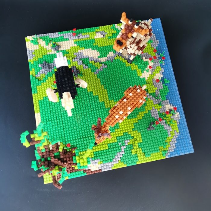 PZX 6629 Animal World Giraffe Deer Ostrich Bird Flower River Model Mini Diamond Blocks Bricks Building 5 - LOZ MALL