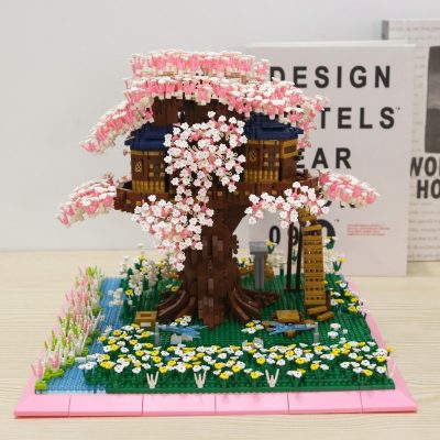 PZX 9928 World Architecture Sakura Tree House Flower Garden DIY Mini Diamond Blocks Bricks Building Toy 2 - LOZ MALL