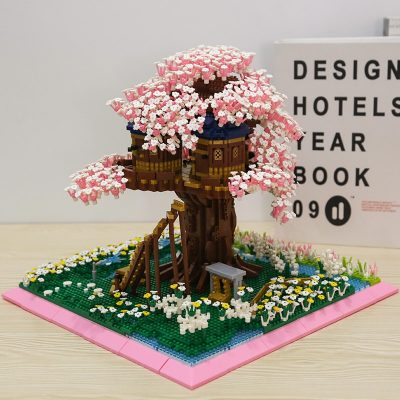 PZX 9928 World Architecture Sakura Tree House Flower Garden DIY Mini Diamond Blocks Bricks Building Toy 3 - LOZ MALL