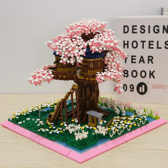 PZX 9928 World Architecture Sakura Tree House Flower Garden DIY Mini Diamond Blocks Bricks Building Toy 3 - LOZ MALL