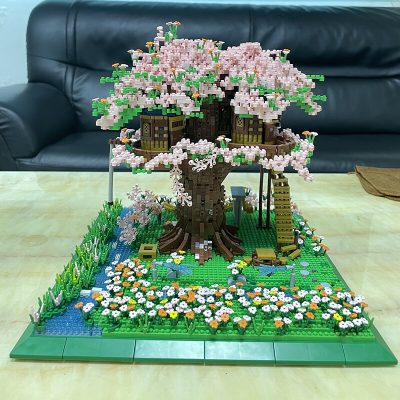 PZX 9929 World Architecture Sakura Tree House Garden Flower River 3D Mini Diamond Blocks Bricks Building 2 - LOZ MALL