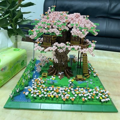 PZX 9929 World Architecture Sakura Tree House Garden Flower River 3D Mini Diamond Blocks Bricks Building 3 - LOZ MALL