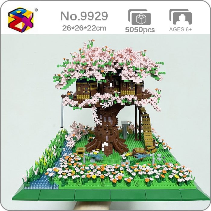 PZX 9929 World Architecture Sakura Tree House Garden Flower River 3D Mini Diamond Blocks Bricks Building - LOZ MALL