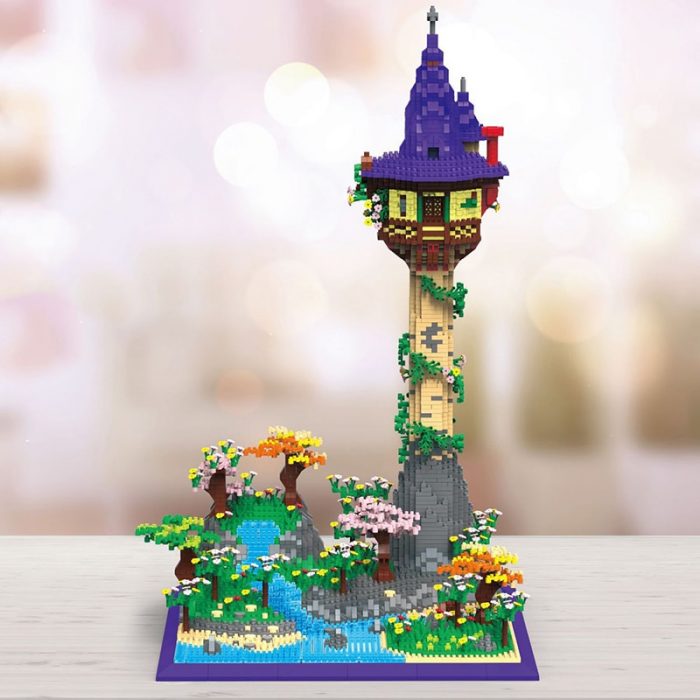 PZX 9932 World Architecture Magic Castle Cliff Lighthouse Tower Lake Garden Mini Diamond Blocks Bricks Building 1 - LOZ MALL