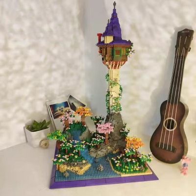 PZX 9932 World Architecture Magic Castle Cliff Lighthouse Tower Lake Garden Mini Diamond Blocks Bricks Building 2 - LOZ MALL