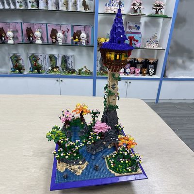 PZX 9932 World Architecture Magic Castle Cliff Lighthouse Tower Lake Garden Mini Diamond Blocks Bricks Building 5 - LOZ MALL
