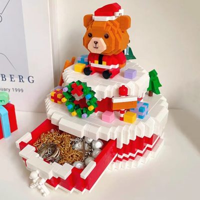 PZX 9935 Merry Christmas Bear Tree Snow Cake Drawer Pet Doll 3D Mini Diamond Blocks Bricks 2 - LOZ MALL
