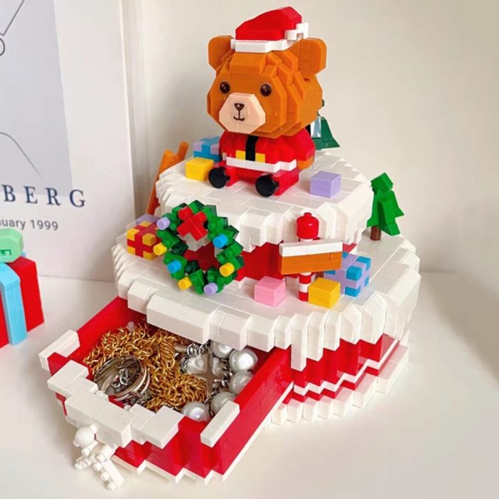 PZX 9935 Merry Christmas Bear Tree Snow Cake Drawer Pet Doll 3D Mini Diamond Blocks Bricks 2 - LOZ MALL