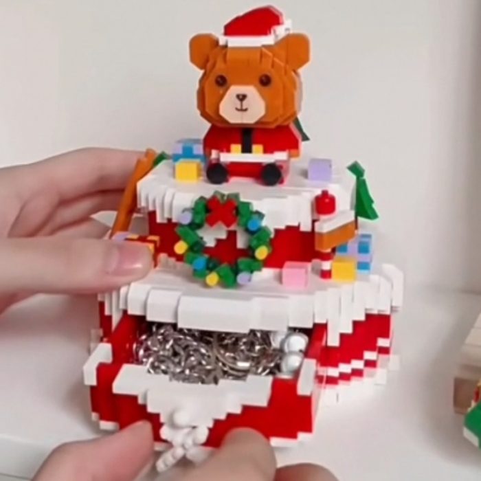 PZX 9935 Merry Christmas Bear Tree Snow Cake Drawer Pet Doll 3D Mini Diamond Blocks Bricks 3 - LOZ MALL