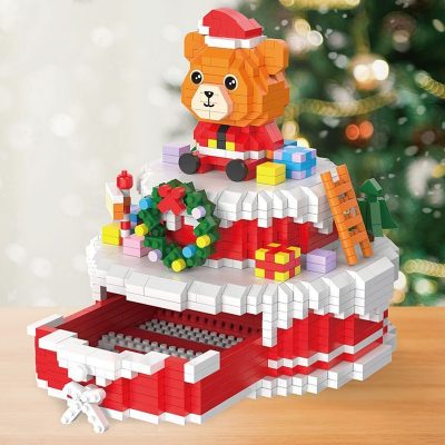 PZX 9935 Merry Christmas Bear Tree Snow Cake Drawer Pet Doll 3D Mini Diamond Blocks Bricks 5 - LOZ MALL