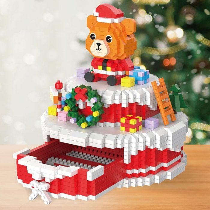 PZX 9935 Merry Christmas Bear Tree Snow Cake Drawer Pet Doll 3D Mini Diamond Blocks Bricks 5 - LOZ MALL