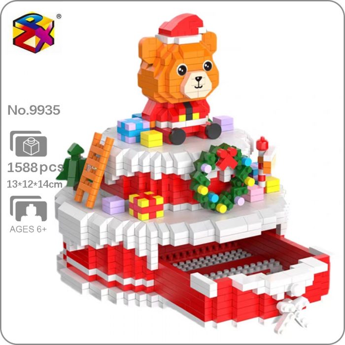 PZX 9935 Merry Christmas Bear Tree Snow Cake Drawer Pet Doll 3D Mini Diamond Blocks Bricks - LOZ MALL