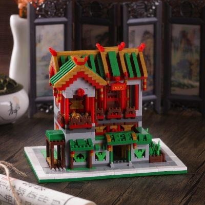 PZX Architecture Chinatown Wine Pub Clothing Shop Store Martial Art School Mini Diamond Blocks Bricks Building 3 - LOZ MALL