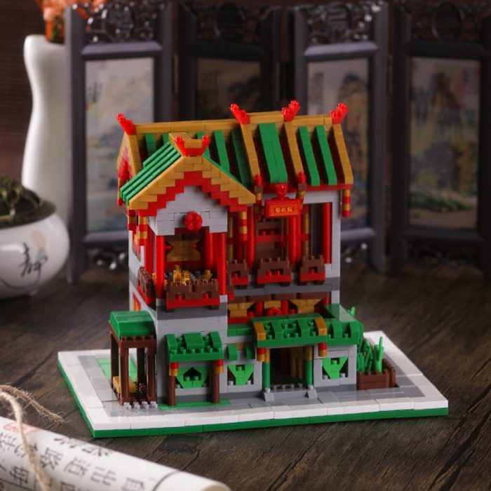 PZX Architecture Chinatown Wine Pub Clothing Shop Store Martial Art School Mini Diamond Blocks Bricks Building 3 - LOZ MALL