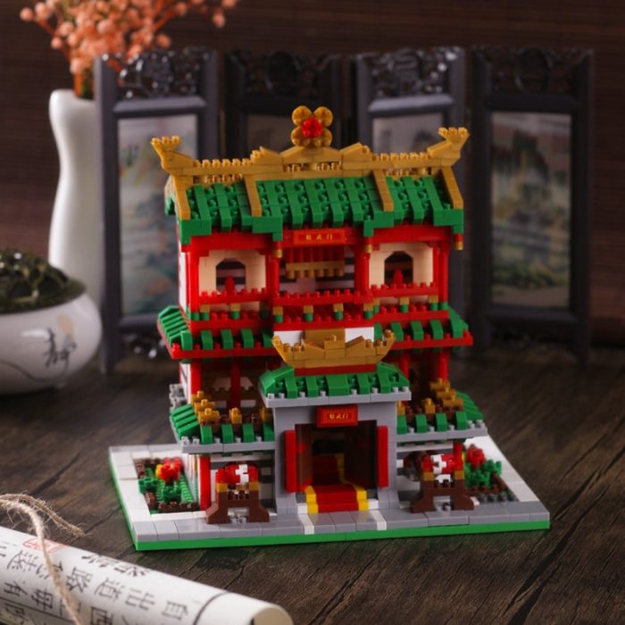 PZX Architecture Chinatown Wine Pub Clothing Shop Store Martial Art School Mini Diamond Blocks Bricks Building 4 - LOZ MALL