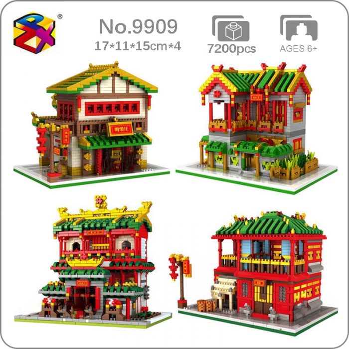 PZX Architecture Chinatown Wine Pub Clothing Shop Store Martial Art School Mini Diamond Blocks Bricks Building - LOZ MALL